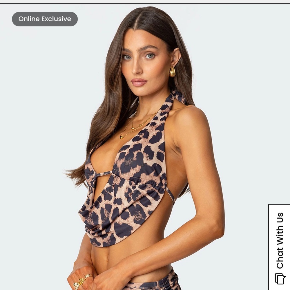 Edikted Zena Leopard Backless Top - Picture 3 of 7